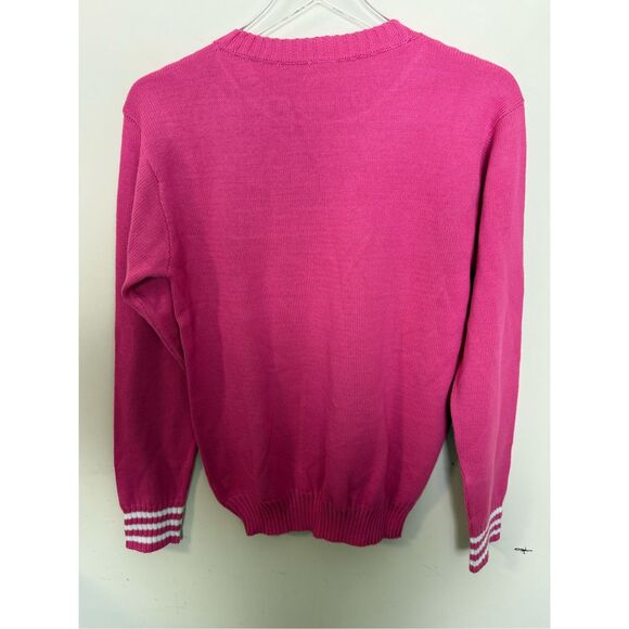 The Bubble Pickleball Sweater Medium Pink & White  Crewneck Preppy Country Club - Picture 3 of 3